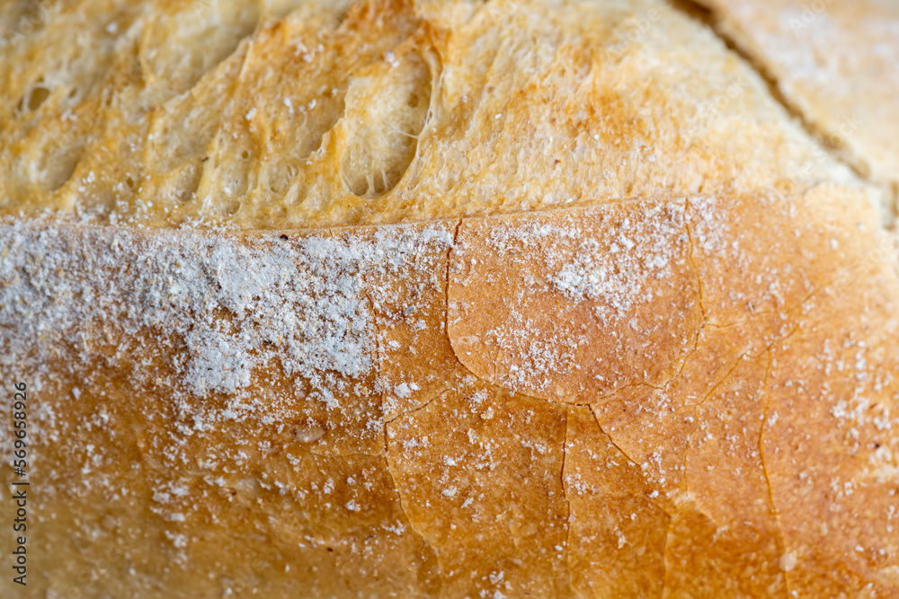 Details of a whole soft and fresh loaf of bread