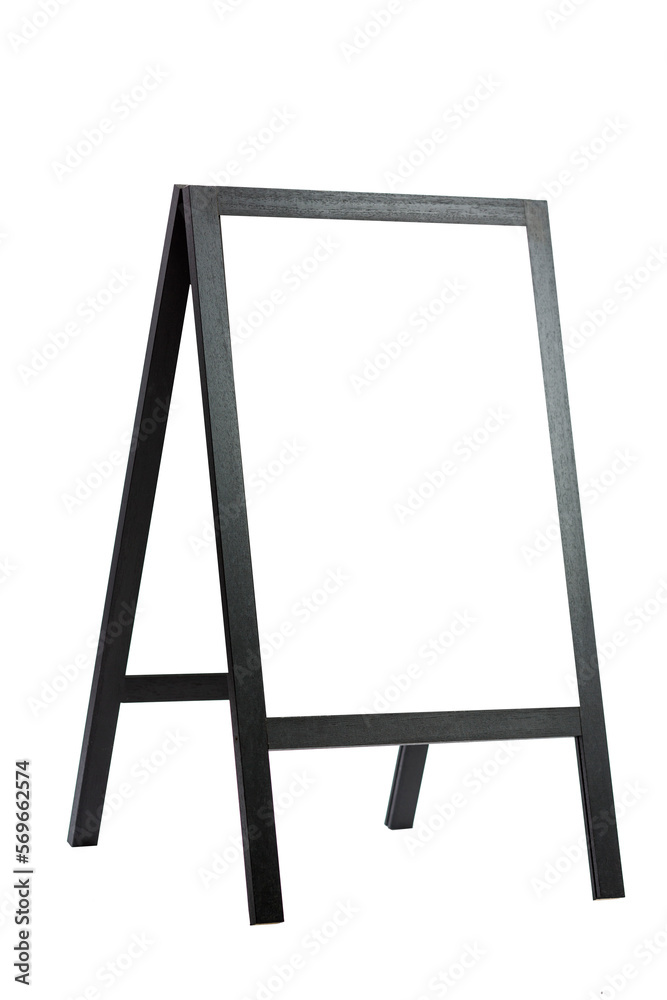Floor flipchart with black legs with screen isolated on white. Training, presentations and business meetings. Vertical. Space for text. Floor flipchart with black legs with screen isolated on white. Training, presentations and business meetings. Vertical. Space for text.