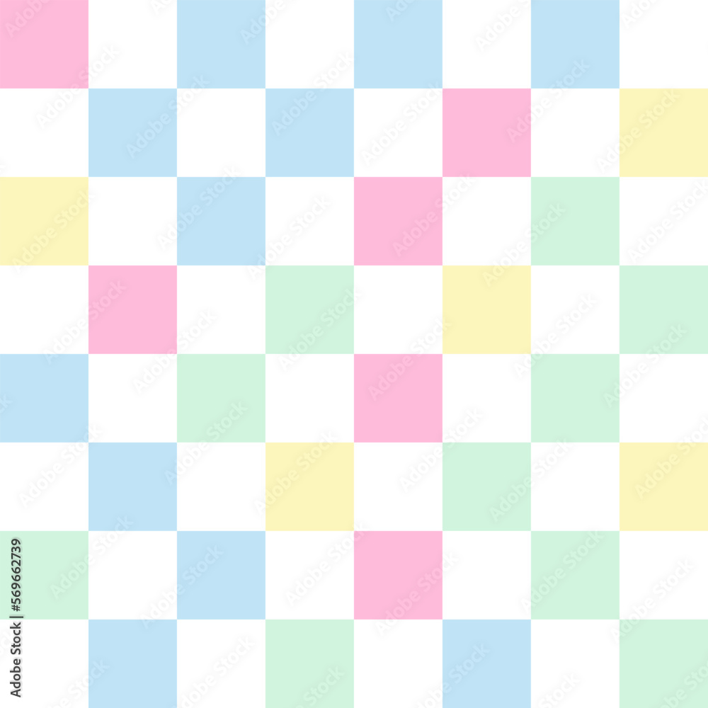 Colorful pastel checkerboard pattern background.