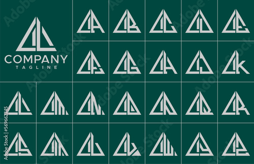 Modern simple line triangle initial letter L LL logo design set