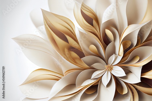 abstract gold and white dehlia petals pattern, generative AI Art