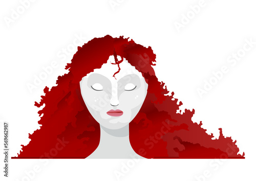 red-haired girl - vector illustration