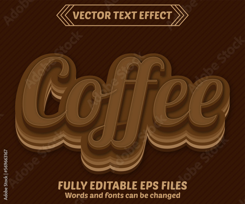 Coffee editable text effect design vectors. Set of editable text effect designs. Modern editable text effect vector design. Editable text style effects - Coffee text style theme.