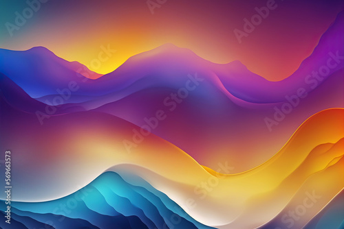Abstract colorful background with waves created with generative AI technology