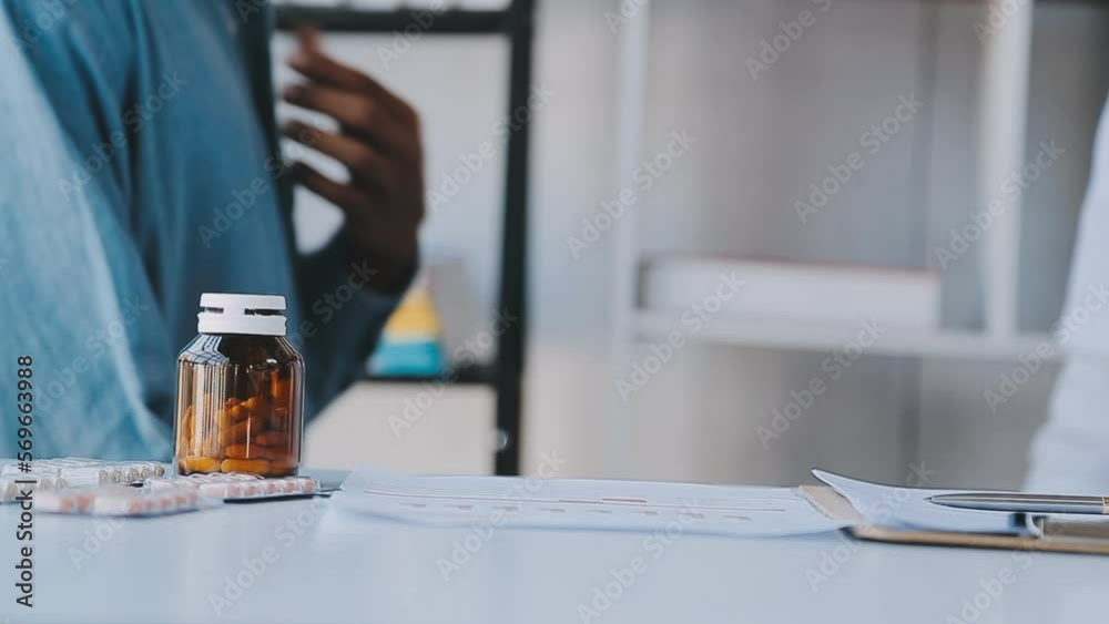 Male Doctor writing out RX prescription, copy space, consent contract sign prescribe a remedy healthy lifestyle healthcare Online medical service concept