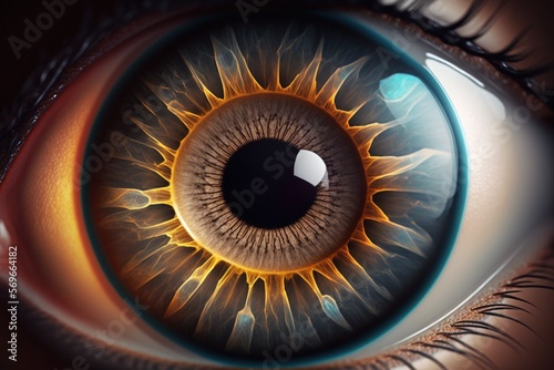 view of a human eye up close. macro shots of the eye. Generative AI