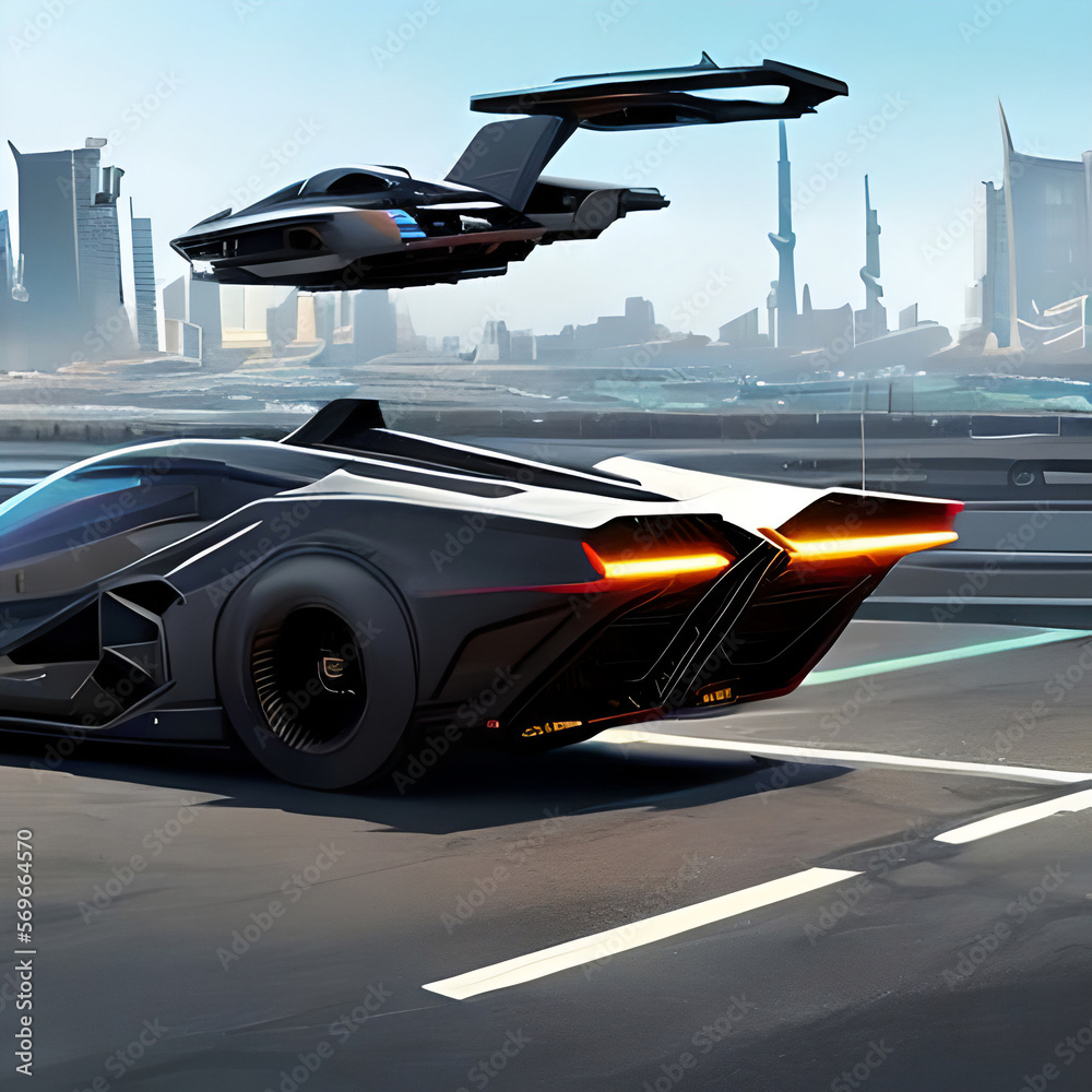 Cyberpunk flying car. Ai generated Stock Illustration Adobe Stock
