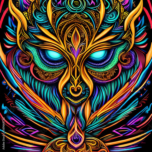 Psychedelic abstract face. Ai generated 