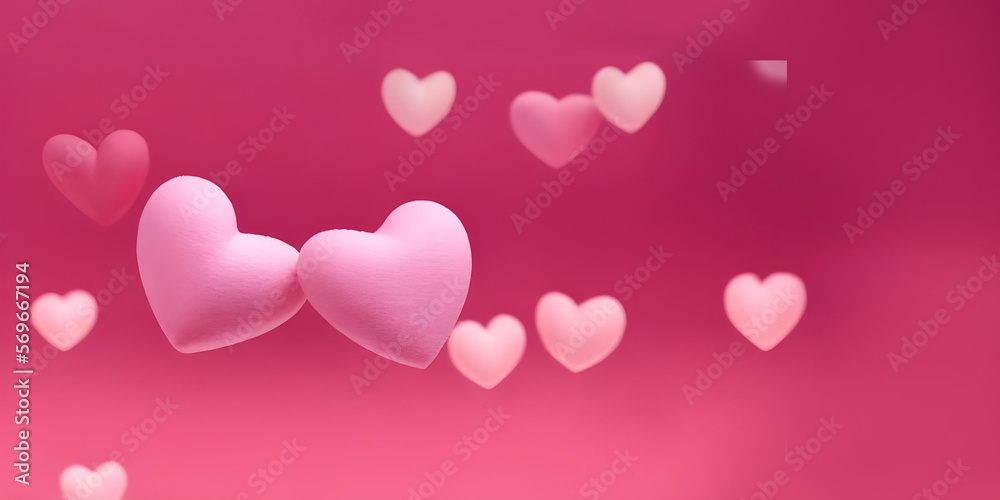 Pink hearts on a viva magenta background