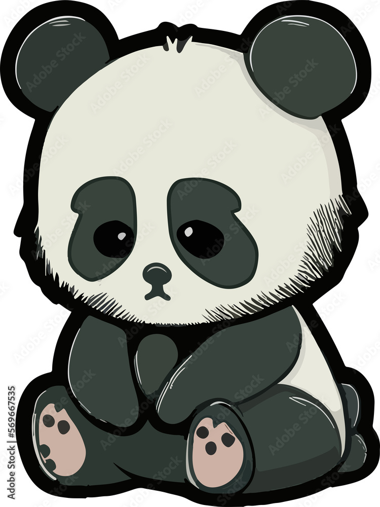 Panda feeling guilty and sad but cute clipart sticker vector