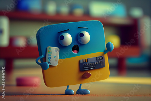 Cute Cartoon Credit Card Character. Created with Generative AI technology