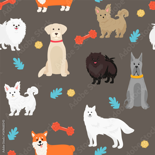 seamless pattern with funny creative dogs. Trendy vector background. Perfect for kids apparel,fabric, textile, nursery decoration,wrapping paper