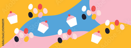 Happy Easter background. Flat style illustration