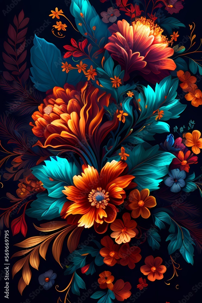 floral pattern with colorful flower Illustration