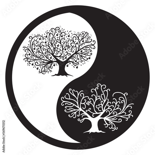 Yin Yang,  balance symbol, tree