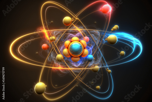 Atom Protons And Electrons, AI Generative photo