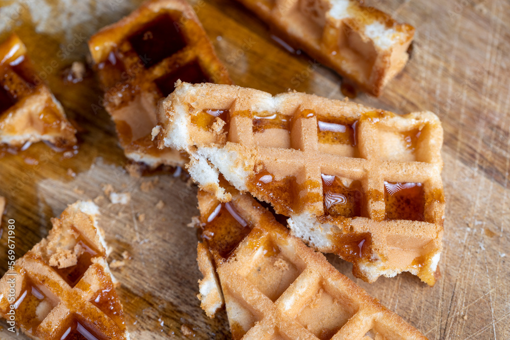 square sweet soft waffles in bee honey square sweet soft waffles in bee honey