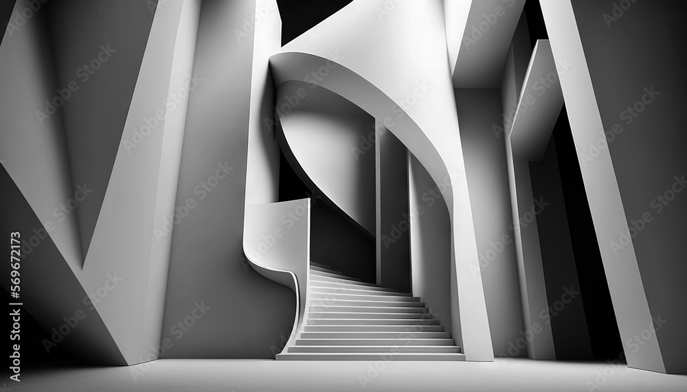 Abstract architecture background. Modern white interior disign. 3d ...