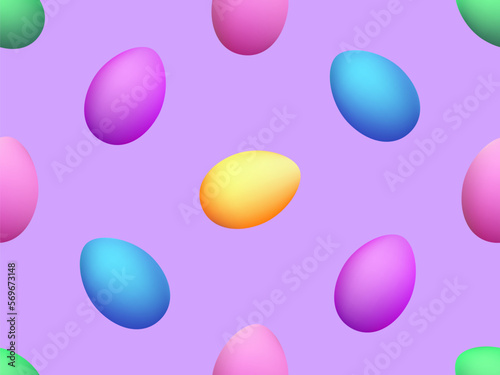 Colored eggs seamless pattern. Easter colorful eggs with pastel gradient colors. Christ is risen, Happy Easter. Design for greeting card, banners and posters. Vector illustration
