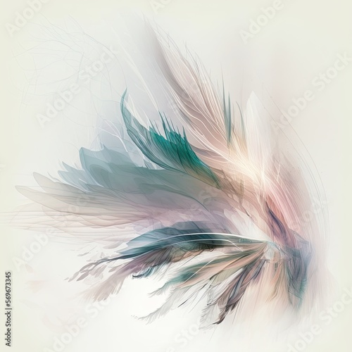 Abstract art  hazy  mist  sketched lines floating in feathered  pastel colors. Generative Ai