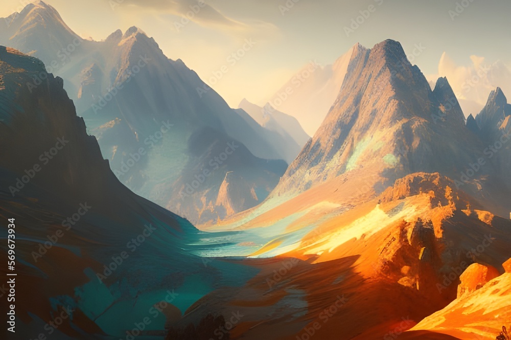 sunset in the mountains - generative ai