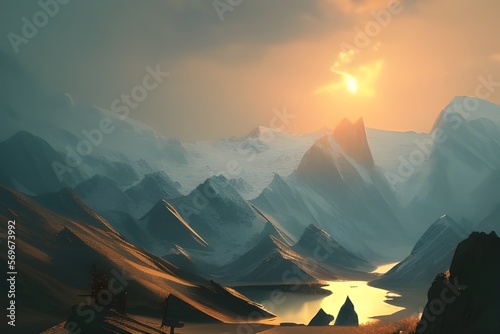 sunrise in the mountains - generative ai