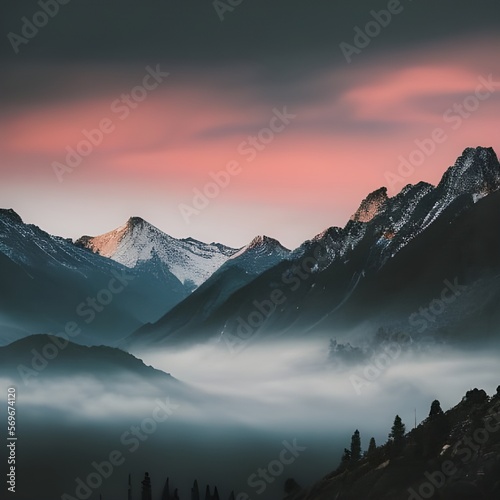 sunrise in the mountains - generative ai © BrandwayArt