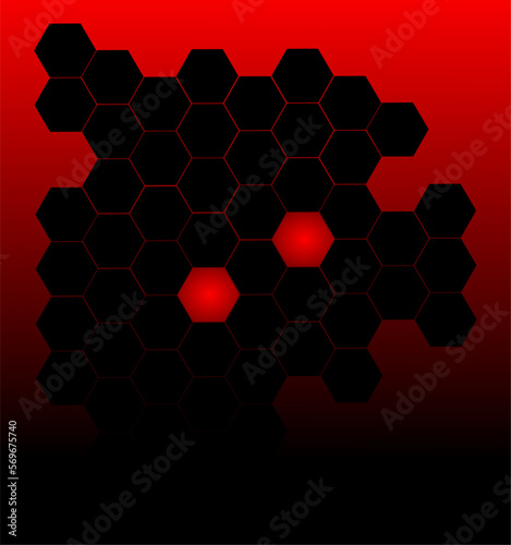 Geometrischer Hexagon Hintergrund - rot und schwarz