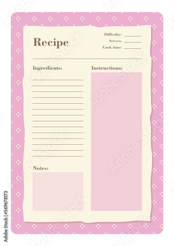 Cooking Recipe blank template list