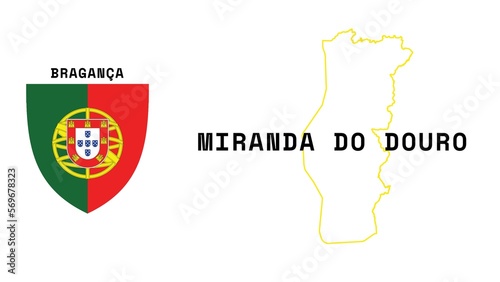 Miranda do Douro: Illustration mit dem Ortsnamen der portugiesischen Stadt Miranda do Douro in der Region Bragança