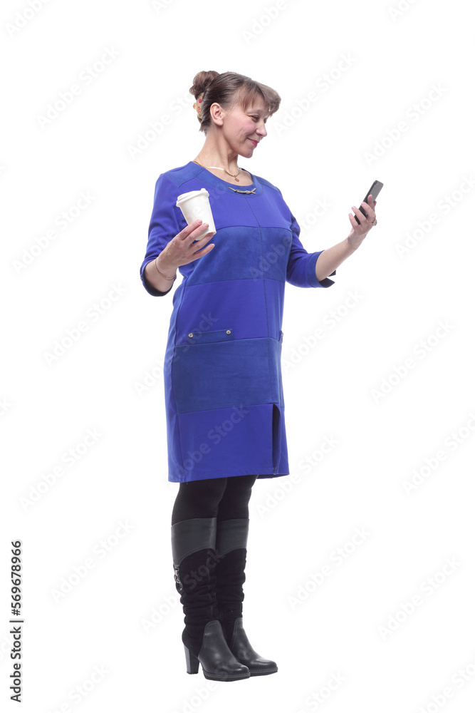 Business woman lawyer professional with smart phone drinking coffee Business woman lawyer professional with smart phone drinking coffee
