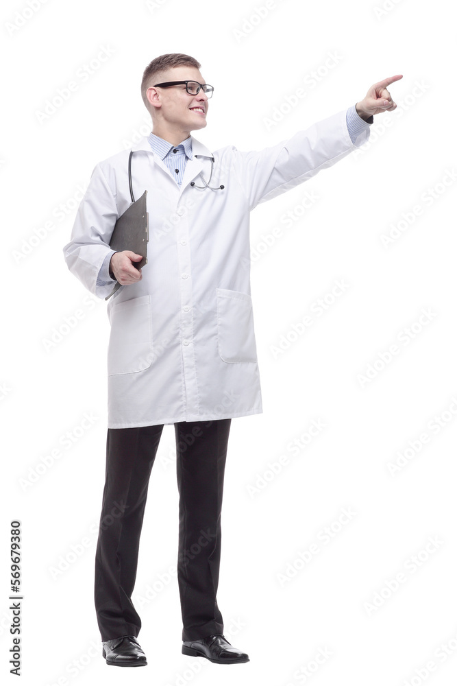 young doctor with a clipboard. isolated on a white young doctor with a clipboard. isolated on a white