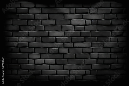 Old black brick wall texture. Dark background. Blackboard  Grunge wallpaper. Generative AI