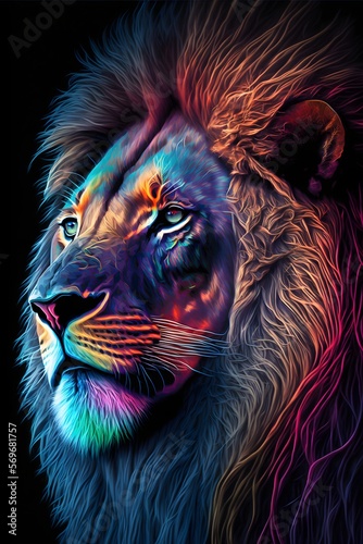 Lions digital arts AI generated