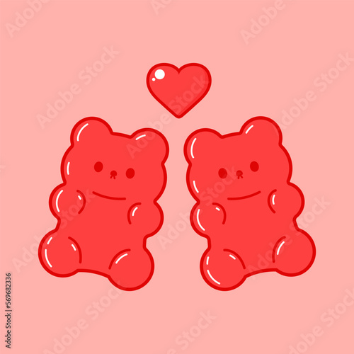 Jelly bears fruit gummy. Character Illustrator vector design. Jelly bears in Valentine's day.