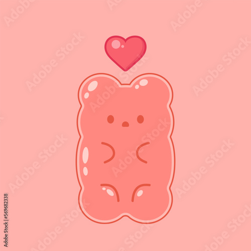Jelly bears fruit gummy. Character Illustrator vector design. Jelly bears in Valentine's day.