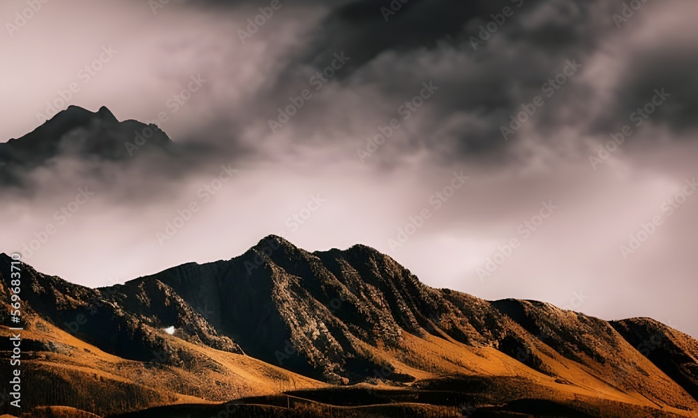 Fototapeta premium clouds in the mountains - generative ai