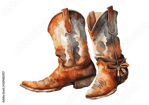 western cowboy boots isolated on white photo