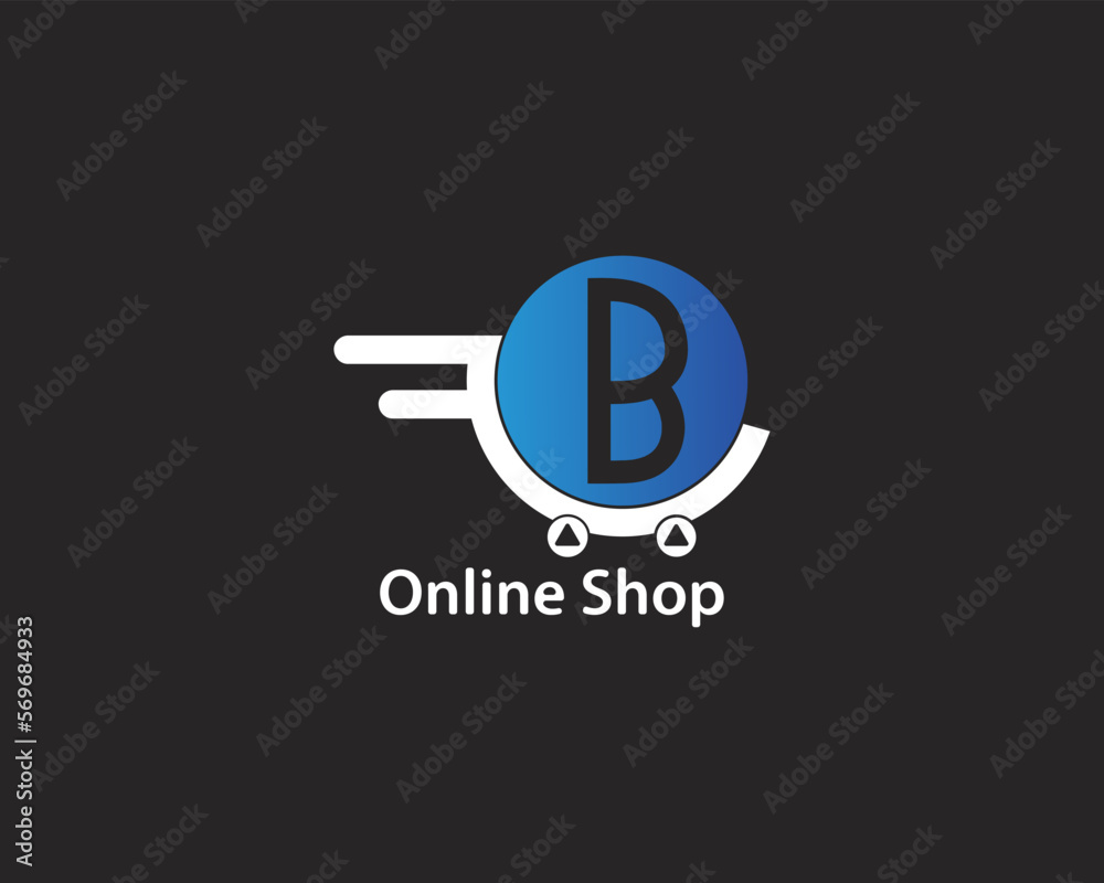 Letter B Logo, Online Shopping Cart Logo,Online Store Logo Design Idea ...