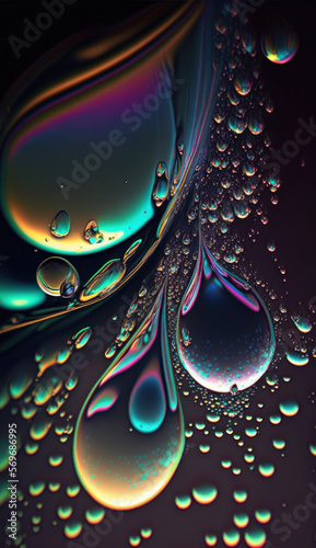 Clear liquid neon colors soothing pattern. Generative AI.