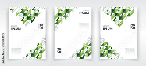 Modern a4 size portrait poster templates with artwork suitable for eco friendly or organic products and services, flyer or leaflet layout, banner, presentation, book or magazine cover, annual report
