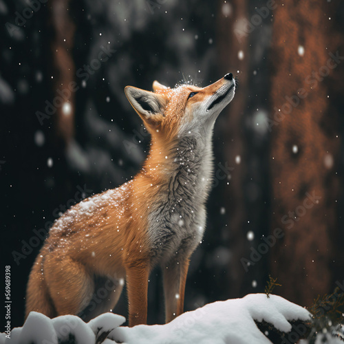Red fox in the Snow, Generative AI © vetre