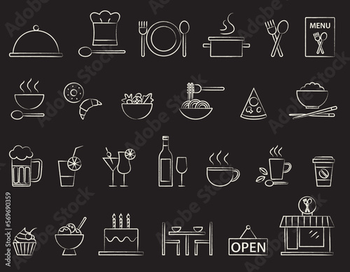 Restaurant icons on blackboard 2