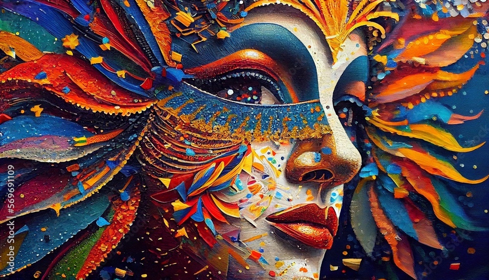 Beautiful masterpiece of Brazilian carnival oil painting