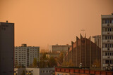 Orange sky during sunset in Poznan