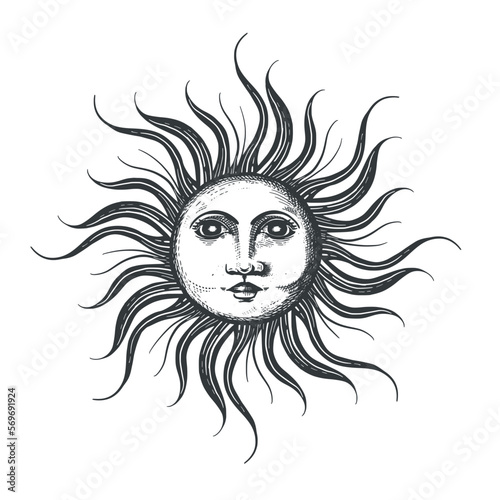 Sun in vintage style. sun vector