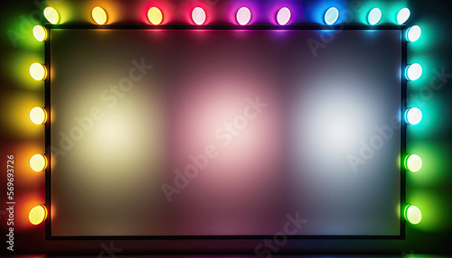 frame with colored lights, hollywood mirror