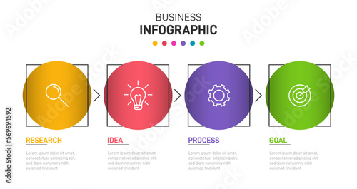 Vertical infographic design with icons and 4 options or steps. Thin line. Infographics business concept. Can be used for info graphics, flow charts, presentations, mobile web sites, printed materials.