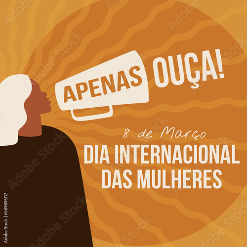 Modelo de ilustração do Dia Internacional da Mulher com fundo abstrato laranja