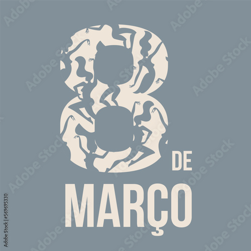 Ilustração de cartão de 8 de março para o dia da mulher